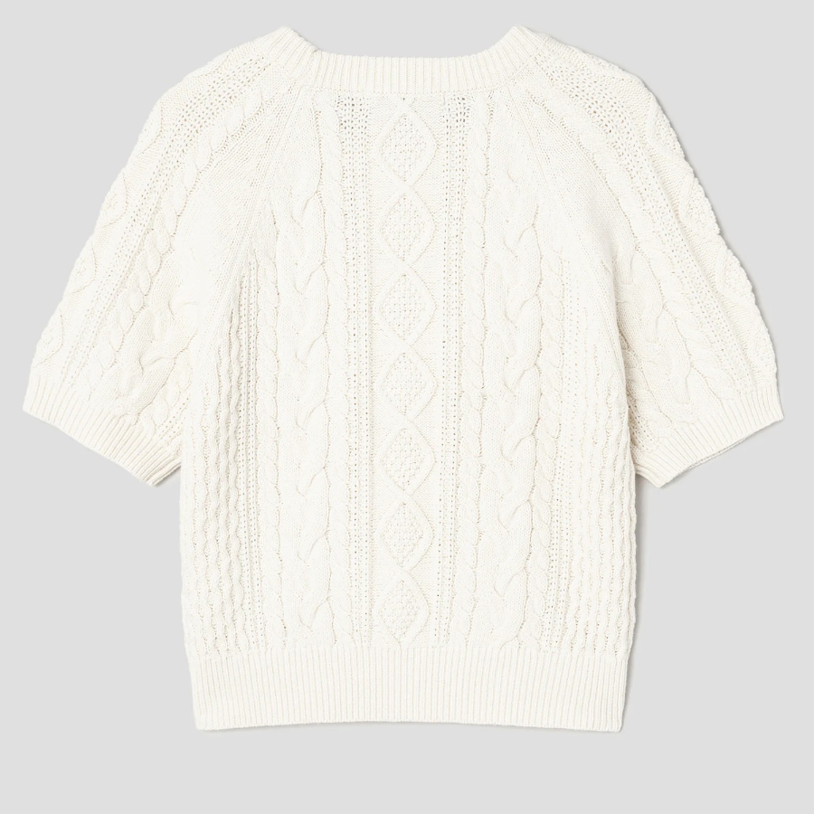 8 seconds Cable Short Sleeve Pullover — Ivory