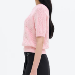 8 seconds Cable Short Sleeve Pullover — Light Pink