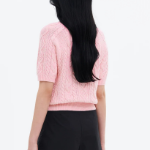 8 seconds Cable Short Sleeve Pullover — Light Pink