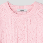 8 seconds Cable Short Sleeve Pullover — Light Pink