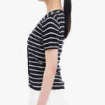 8 seconds Ribbed Stripe Short Sleeve Cardigan — Navy