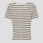 8 seconds Ribbed Stripe Short Sleeve Cardigan — Beige