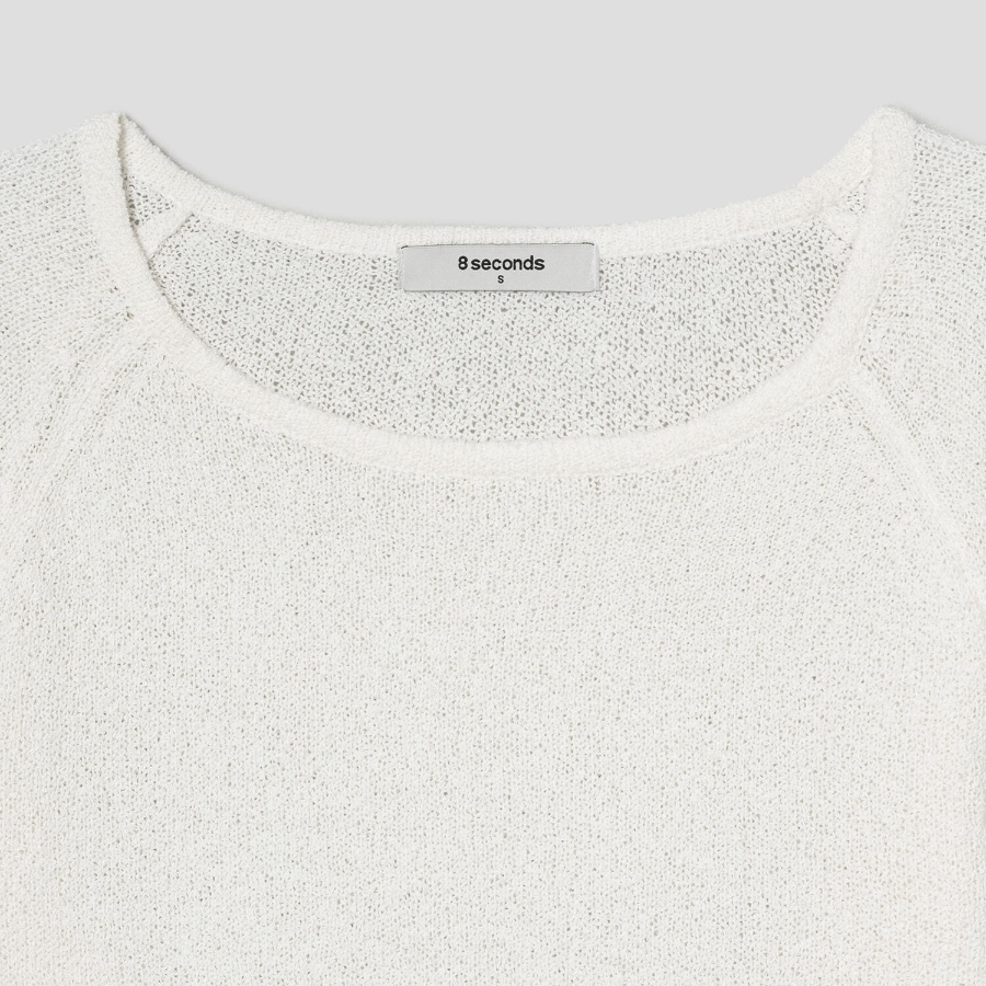 8 seconds Wide Neck Long Sleeve Pullover — Ivory
