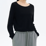 8 seconds Wide Neck Long Sleeve Pullover — Black