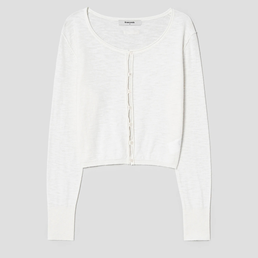 8 seconds Sheer Cardigan — White