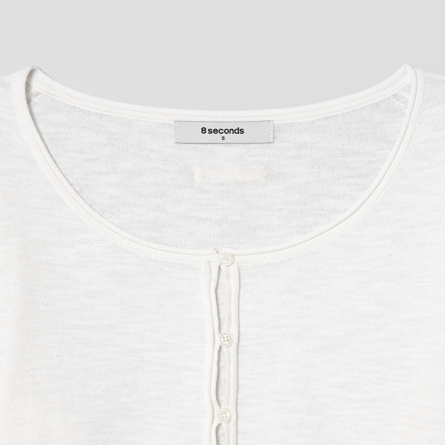 8 seconds Sheer Cardigan — White