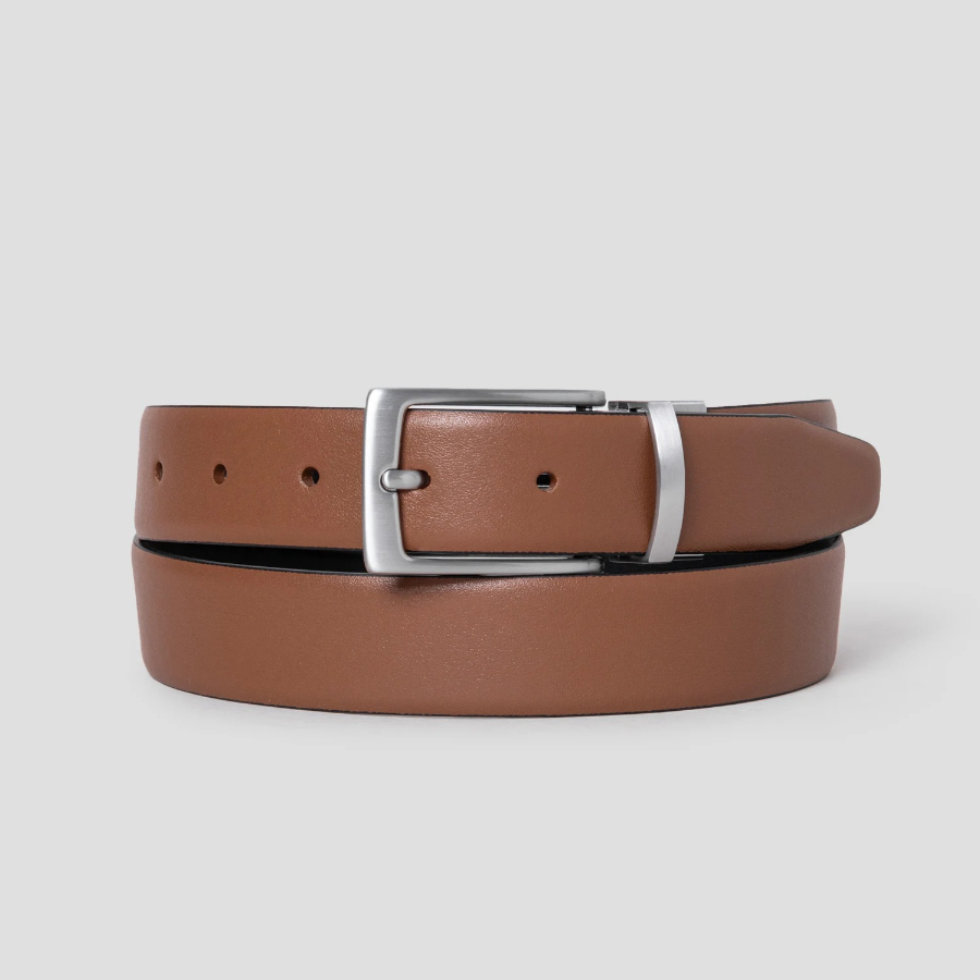 Theory Men Abhy Leather Reversible Belt - Cognac