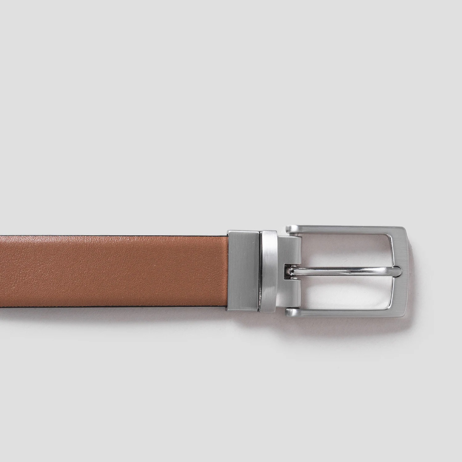 Theory Men Abhy Leather Reversible Belt - Cognac