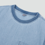 JAJU Men’s Chambray Denim Short Sleeve T-Shirt – Light Blue