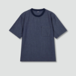 JAJU Men’s Chambray Denim Short Sleeve T-Shirt – Navy