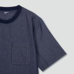 JAJU Men’s Chambray Denim Short Sleeve T-Shirt – Navy