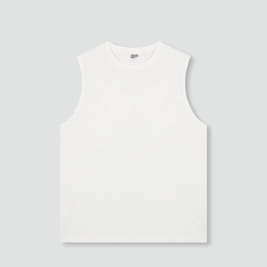 JAJU Men’s Quick-Dry Muscle Sleeveless T-Shirt – White