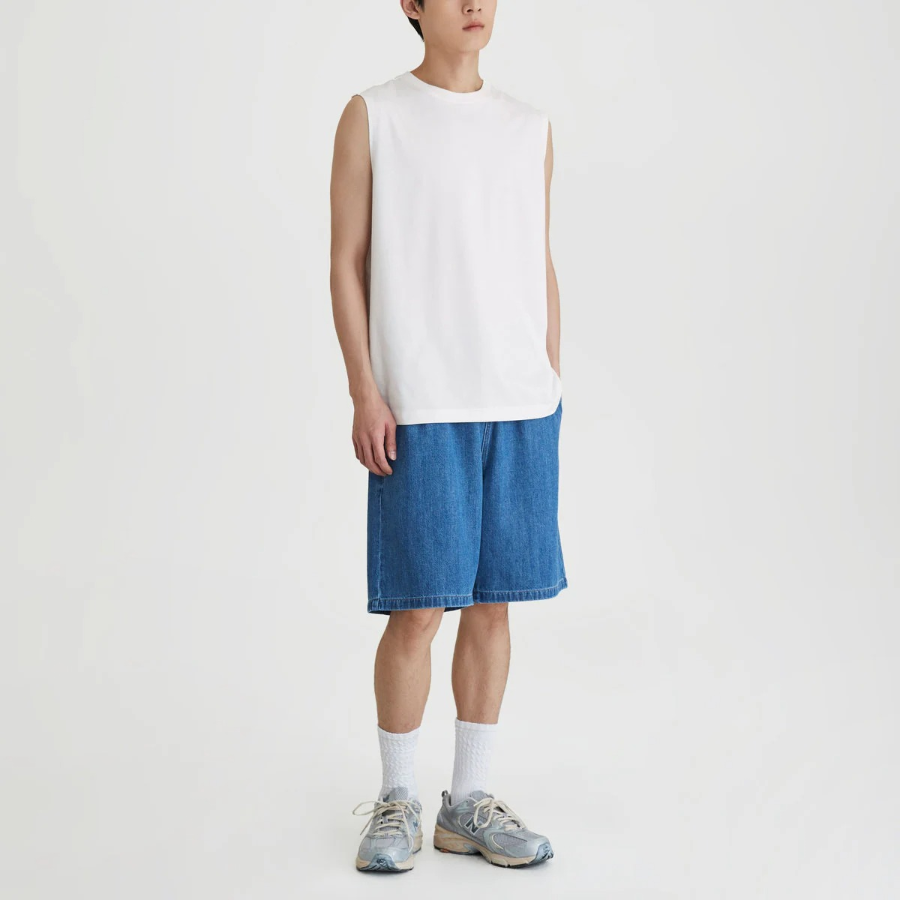 JAJU Men’s Quick-Dry Muscle Sleeveless T-Shirt – White