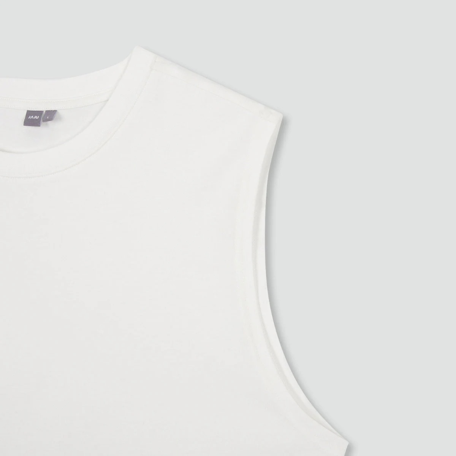 JAJU Men’s Quick-Dry Muscle Sleeveless T-Shirt – White