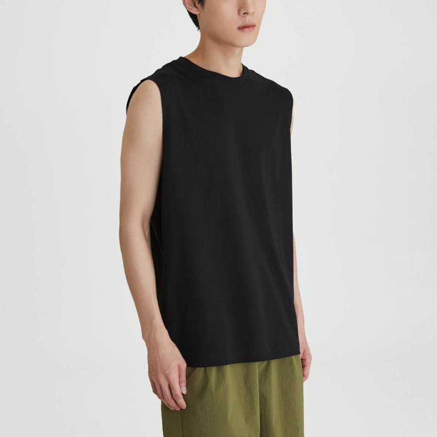 JAJU Men’s Quick-Dry Muscle Sleeveless T-Shirt – Black