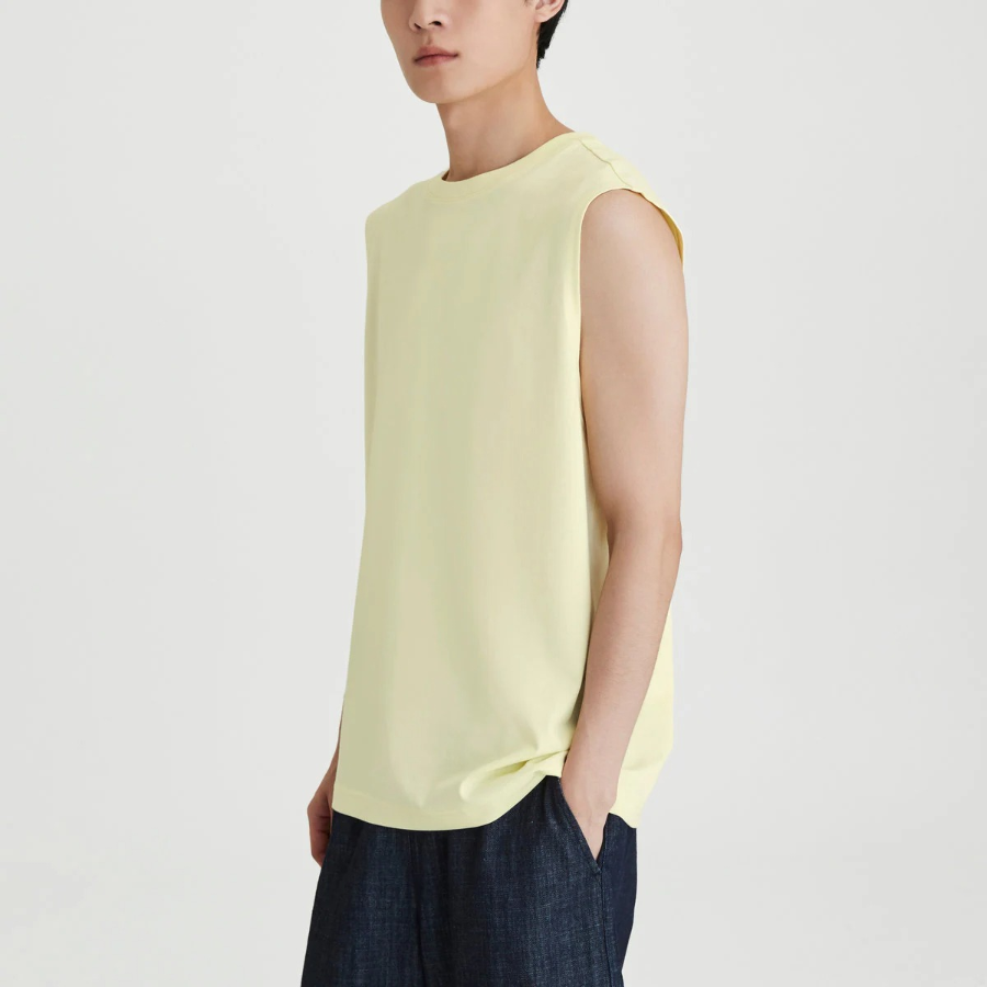 JAJU Men’s Quick-Dry Muscle Sleeveless T-Shirt – Yellow