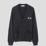 Maison Kitsune Men Double Bold Fox Head Patch Regular Cardigan - Anthracite