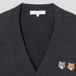 Maison Kitsune Men Double Bold Fox Head Patch Regular Cardigan - Anthracite