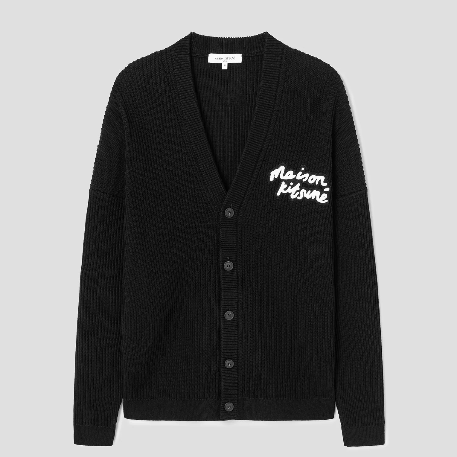 Maison Kitsune Men Maison Kitsune Handwriting Comfort Ribbed Cardigan - Black