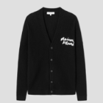Maison Kitsune Men Maison Kitsune Handwriting Comfort Ribbed Cardigan - Black