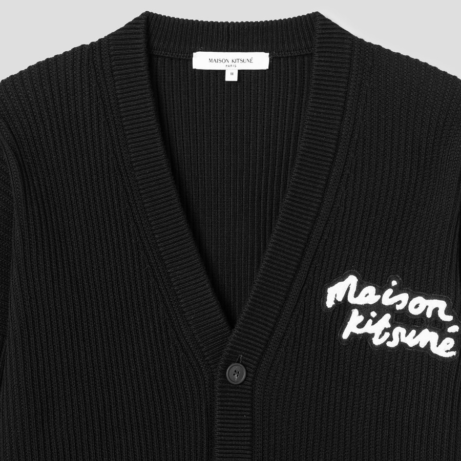 Maison Kitsune Men Maison Kitsune Handwriting Comfort Ribbed Cardigan - Black