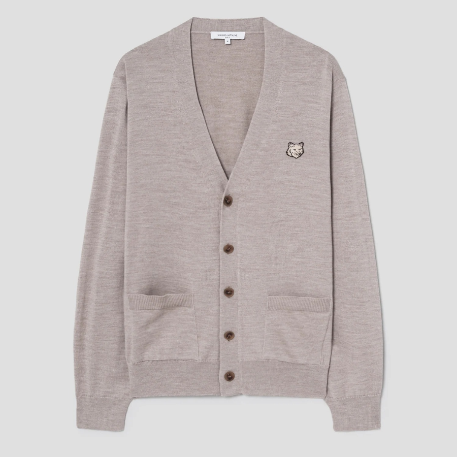 Maison Kitsune Men Bold Fox Head Patch Regular Cardigan - Marble