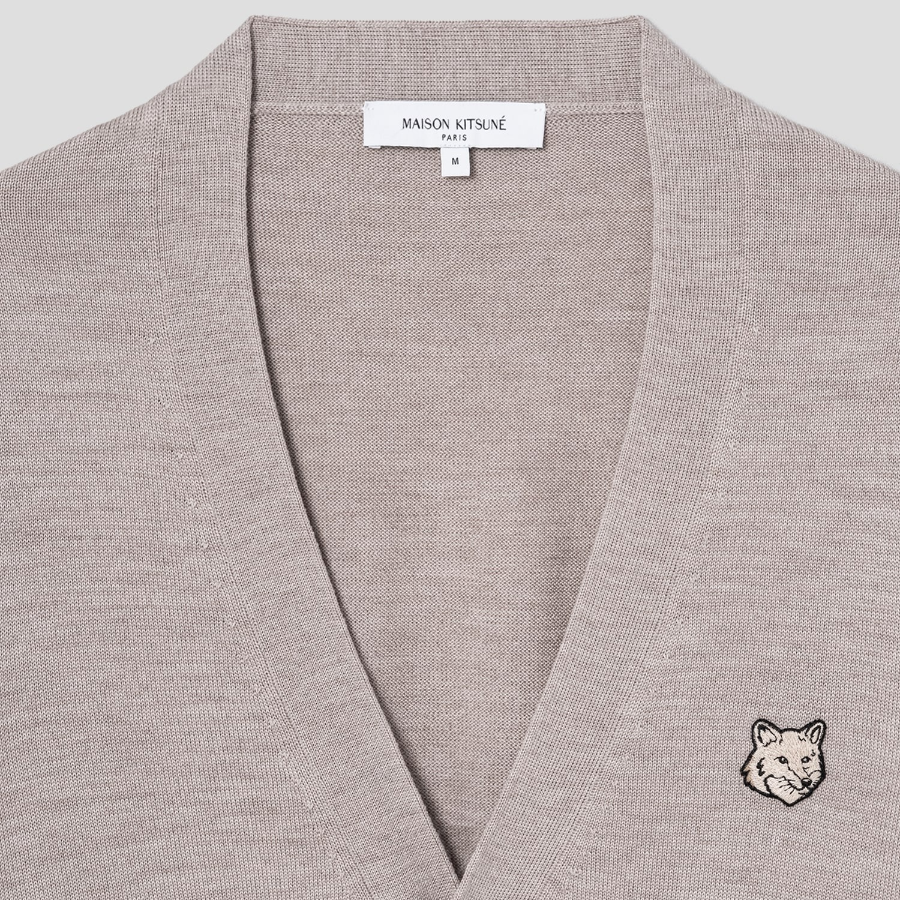 Maison Kitsune Men Bold Fox Head Patch Regular Cardigan - Marble