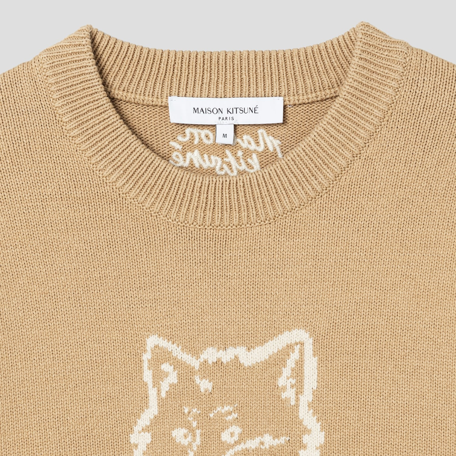 Maison Kitsune Men Dressed Fox Intarsia Jumper - Cork