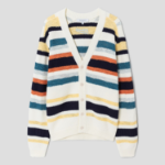 Maison Kitsune Men Comfort Striped Cardigan - Ecru/Multi Stripes