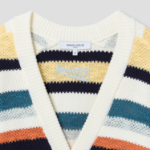 Maison Kitsune Men Comfort Striped Cardigan - Ecru/Multi Stripes