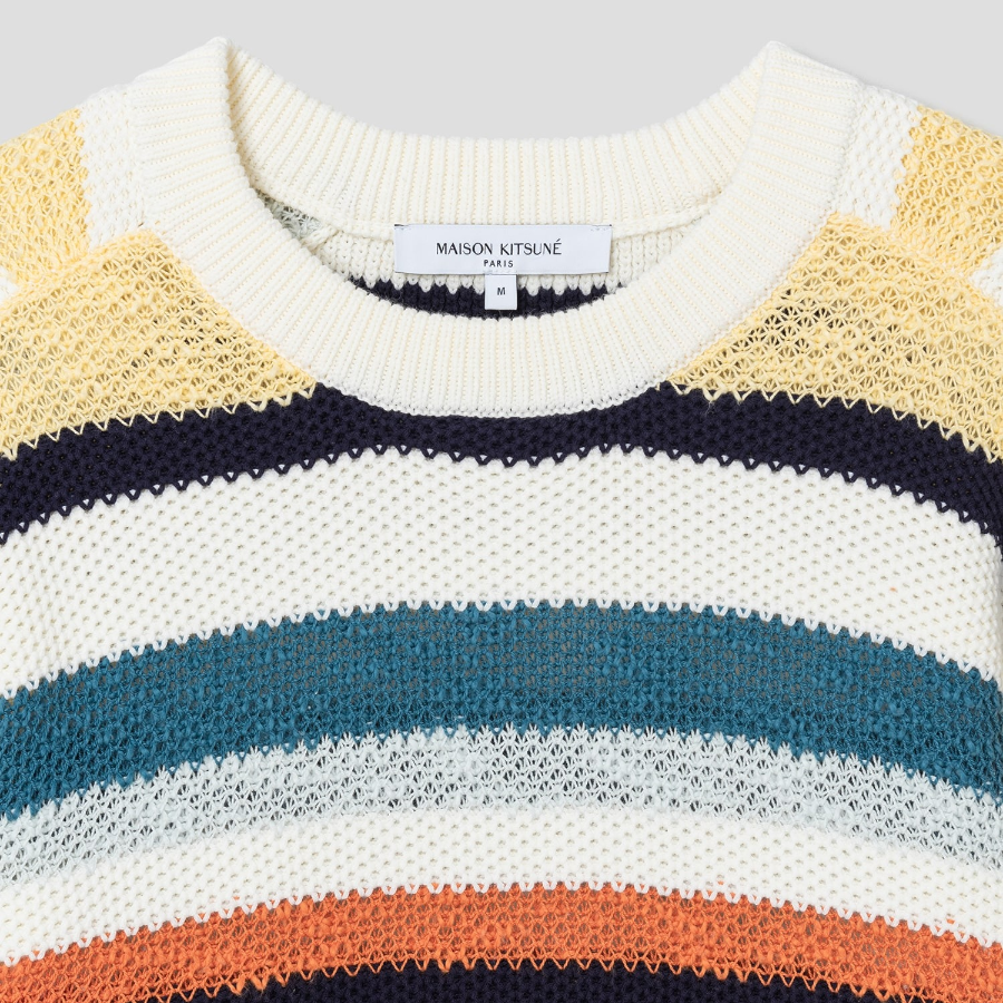 Maison Kitsune Men Comfort Striped Jumper - Ecru/Multi Stripes