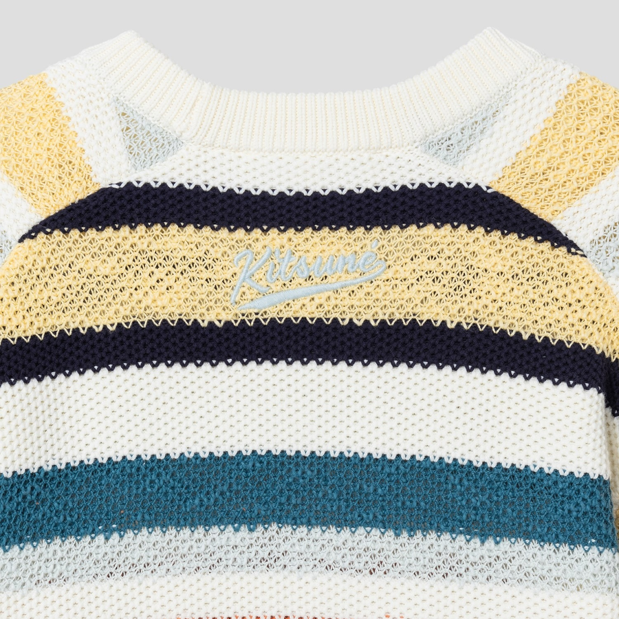 Maison Kitsune Men Comfort Striped Jumper - Ecru/Multi Stripes