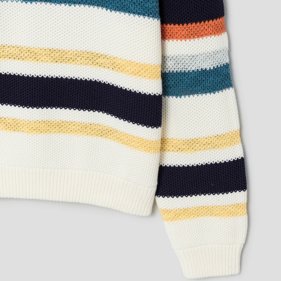 Maison Kitsune Men Comfort Striped Jumper - Ecru/Multi Stripes