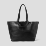 ami (Unisex) Midi Tote Bag – Wool Gabardine Black