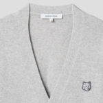 Maison Kitsune Men Tonal Fox Head Patch Regular Cardigan - Light Grey Melange