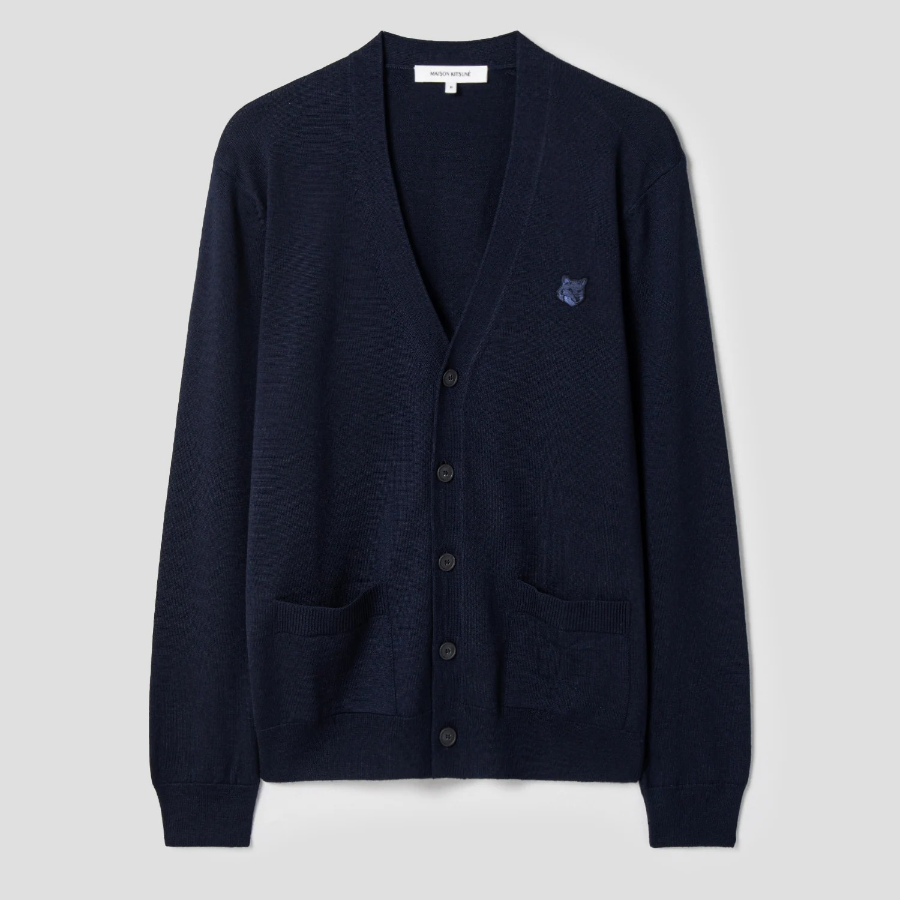 Maison Kitsune Men Bold Fox Head Patch Regular Cardigan - Ink Blue