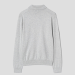 Maison Kitsune Men Tonal Fox Head Patch Polo Jumper - Light Grey Melange