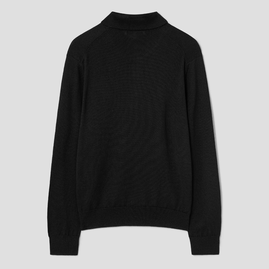 Maison Kitsune Men Tonal Fox Head Patch Polo Jumper - Black