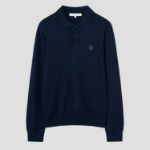 Maison Kitsune Men Tonal Fox Head Patch Polo Jumper - Ink Blue