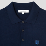 Maison Kitsune Men Tonal Fox Head Patch Polo Jumper - Ink Blue