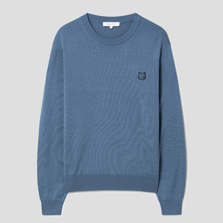 Maison Kitsune Men Bold Fox Head Patch Regular Jumper - Breton Blue