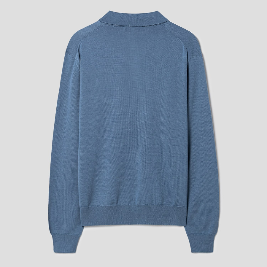 Maison Kitsune Men Bold Fox Head Patch Polo Jumper - Breton Blue