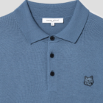 Maison Kitsune Men Bold Fox Head Patch Polo Jumper - Breton Blue