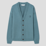 Maison Kitsune Men Bold Fox Head Patch Comfort Cardigan - Soft Teal