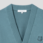 Maison Kitsune Men Bold Fox Head Patch Comfort Cardigan - Soft Teal