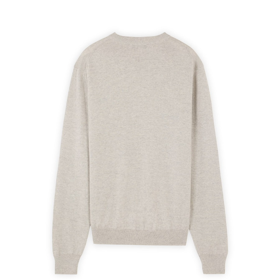 Maison Kitsune Men Tonal Fox Head Patch Regular Jumper - Light Grey Melange