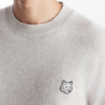 Maison Kitsune Men Tonal Fox Head Patch Regular Jumper - Light Grey Melange