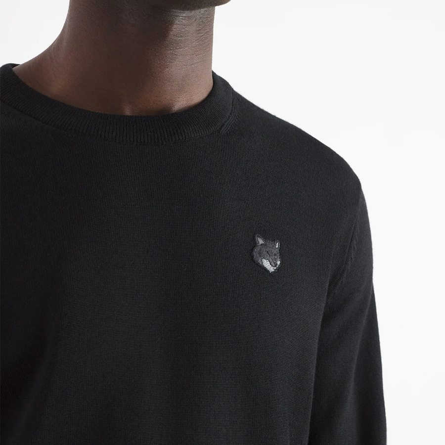 Maison Kitsune Men Tonal Fox Head Patch Regular Jumper - Black