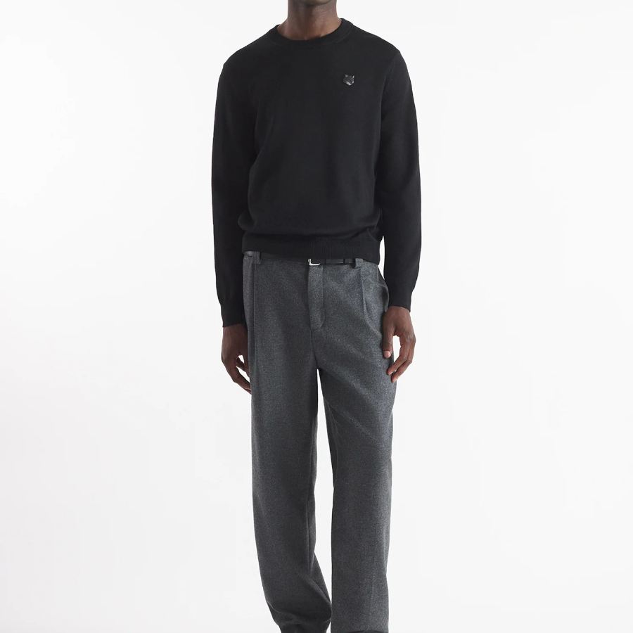 Maison Kitsune Men Tonal Fox Head Patch Regular Jumper - Black