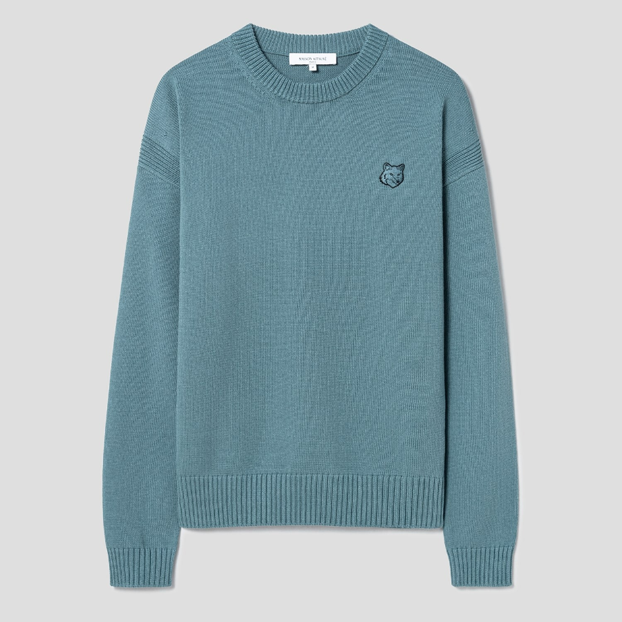 Maison Kitsune Men Bold Fox Head Patch Comfort Jumper - Soft Teal